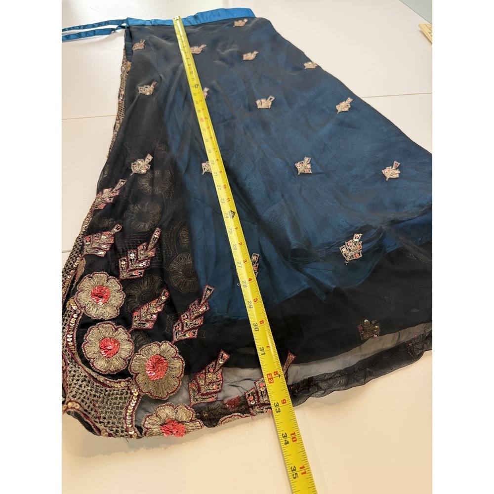 Vtg Lotus Creations Sari Wrap Skirt Sz  M L Festival Boho Fairycore Artsy Sequin - Picture 6 of 7